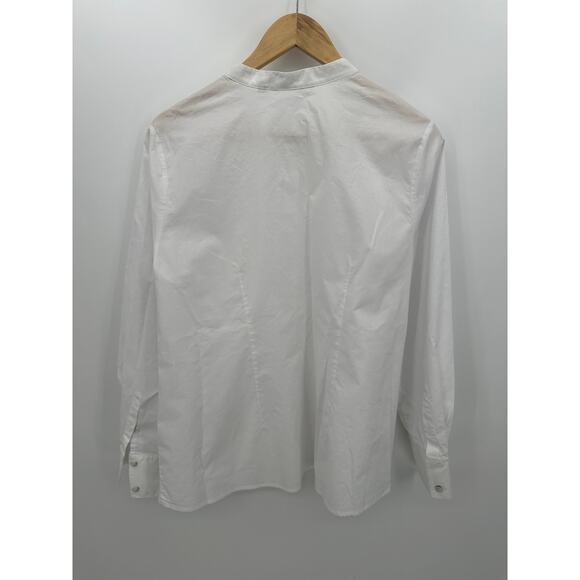 Soft Surroundings Button Front Shirt Women Large White Edwardian Pleated Clean - Picture 2 of 7
